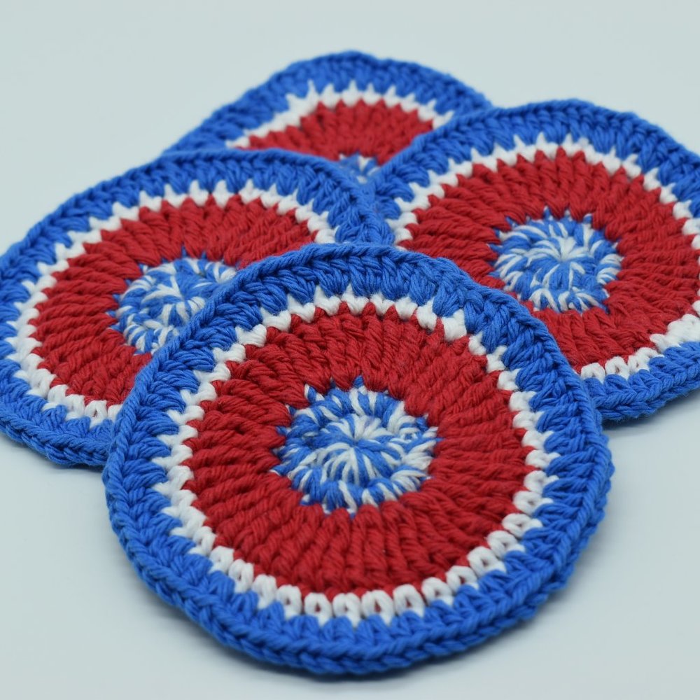 Handcrafted Independence Day Crochet Coasters Set of Four